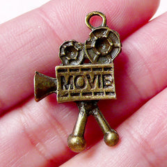 CLEARANCE 3D Movie Camera Charm (1pc / 17mm x 26mm / Antique Bronze / 2 Sided) Miniature Dollhouse Retro Charm Hollywood Film Bracelet Pendant CHM823