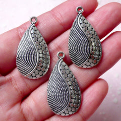 Teardrop Charm (3pcs / 17mm x 31mm / Tibetan Silver) Bohemian Teardrop Earring Pendant Necklace Bracelet Handbag Zipper Pull Bookmark CHM816