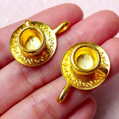 3D Tea Cup Charms / Teacup Pendant (2pcs / 18mm x 27mm / Gold) Kawaii Miniature Sweets Jewellery Cute Dollhouse Cup Whimsical Jewelry CHM851