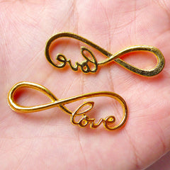 Infinity Love Charm Connector (3pcs / 39mm x 12mm / Gold) Valentines Day Bracelet Infinity Necklace Pendant Symbol Jewellery Supplies CHM854
