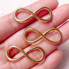Large Infinity Charm Connector (3pcs / 32mm x 13mm / Gold) Infinity Bracelet Necklace Symbol Pendant Earring Bookmark Jewelry Supply CHM855