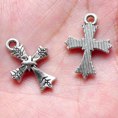 CLEARANCE Cross Patonce Charms Catholic Charm (5pcs / 15mm x 22mm / Tibetan Silver) Christian Jewelry Religious Jewellery Bible Bookmark Supply CHM868