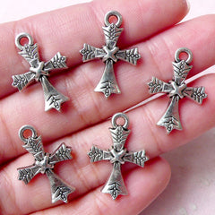 CLEARANCE Cross Patonce Charms Catholic Charm (5pcs / 15mm x 22mm / Tibetan Silver) Christian Jewelry Religious Jewellery Bible Bookmark Supply CHM868