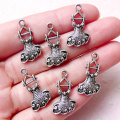 Party Dress Charm on a Hanger (6pcs / 12mm x 22mm / Tibetan Silver) Party Favor Charm Wine Charm Supplies Party Animal Bracelet CHM877