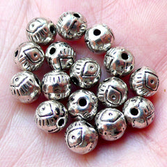 Evil Eye Beads / Spacer (12pcs / 6mm / Tibetan Silver / 2 Sided) Turkish Nazar Greek Mati Stink Eye Hamsa Ancient Religious Beads CHM888