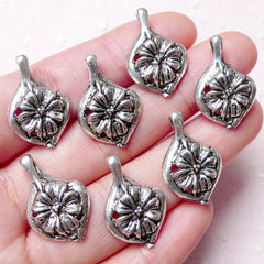 Flower Drop / Flower Teardrop Charms (7 pcs / 15mm x 22mm / Tibetan Silver) Leaf Floral Pendant Earring Bookmark Charm Favor Charm CHM890