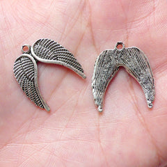 Angel Wing Charms (8 pcs / 19mm x 21mm / Tibetan Silver) Necklace Bracelet Earring Pendant Keychain Church Religious Christmas Charm CHM891