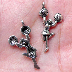 CLEARANCE Cheerleader Cheergirl Dancing Charm (5pcs / 14mm x 29mm / Tibetan Silver) Sports Competition Football Basketball Baseball Game Cheer CHM878