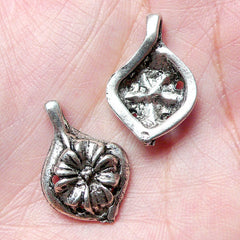 Flower Drop / Flower Teardrop Charms (7 pcs / 15mm x 22mm / Tibetan Silver) Leaf Floral Pendant Earring Bookmark Charm Favor Charm CHM890