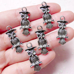 CLEARANCE Owl Graduation Charms / Wise Owl Charm (6 pcs / 11mm x 26mm / Tibetan Silver) Bird Graduation Favor Tag Graduation Gift Decoration CHM892