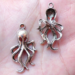 Octopus Charms (6pcs / 17mm x 31mm / Tibetan Silver) Sealife Charm Ocean Sea Animal Charm Nature Jewelry Pendant Necklace Earrings CHM895