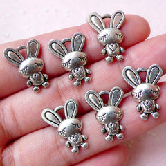 Rabbit Charms / Bunny Charm (6pcs / 13mm x 18mm / Tibetan Silver) Kawaii Animal Zipper Pull Cute Bracelet Bookmark Charm Favor Charm CHM900