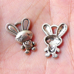 Rabbit Charms / Bunny Charm (6pcs / 13mm x 18mm / Tibetan Silver) Kawaii Animal Zipper Pull Cute Bracelet Bookmark Charm Favor Charm CHM900