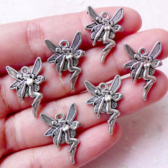 Fairy Charms / Fay Charm Drops (6pcs / 14mm x 21mm / Tibetan Silver) Angel Fae Faery Charm Bracelet Fairy Tale Earrings Keychain CHM910