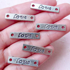 CLEARANCE Love Tag Connector Charms (6pcs / 25mm x 6mm / Tibetan Silver) Bracelet Connector Love Pendant Valentine Favor Charm Gift Decoration CHM911