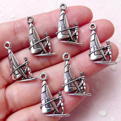 CLEARANCE Wind Surfing Charms (6pcs / 15mm x 22mm / Tibetan Silver) Water Sports Jewelry Bracelet Necklace Earrings Favor Charm Keychain Charm CHM920