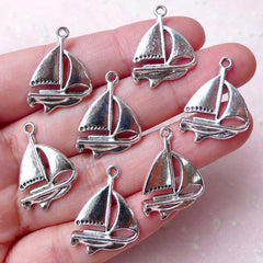 Sailboat / Sail Yacht Charms (7pcs / 17mm x 23mm / Tibetan Silver) Nautical Necklace Bracelet Sailing Boat Yacht Club Wine Charm CHM922
