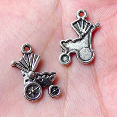 Baby Stroller Charm / Baby Carriage Charms / Baby Pram Charm (8pcs / 14mm x 19mm / Tibetan Silver) Baby Shower Favor Charm Decoration CHM926