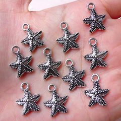 Starfish Charms / Sea Star Charm (10pcs / 13mm x 16mm / Tibetan Silver / 2 Sided) Beach Charm Earring Star Fish Marine Life Seashore CHM938