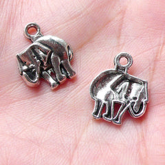 Small Elephant Charms / Cute Animal Charm (12pcs / 13mm x 16mm / Tibetan Silver) Exotic Animal Jewelry Bali Bracelet Wine Glass Charm CHM939