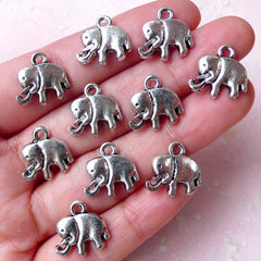 Small Elephant Charms / Exotic Animal Charm (10pcs / 14mm x 14mm / Tibetan Silver) Cute Jewelry Kawaii Bracelet Pendant Wine Charm CHM927