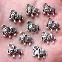 Tiny Elephant Charms / Exotic Animal Charm (10pcs / 12mm x 12mm / Tibetan Silver) Kawaii Jewelry Cute Bracelet Earrings Favor Charm CHM930