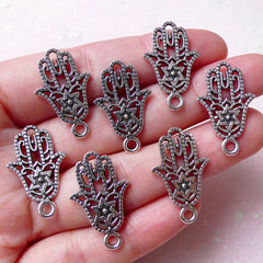 CLEARANCE Hamsa Star of David Charms / Hand of Fatima Charm / Khamsa Palm Charm (7pcs / 15mm x 24mm / Tibetan Silver) Judaism Judaica Jewelry CHM932