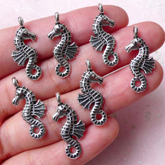 Sea Horse Charms / Seahorse Charm (7pcs / 11mm x 24mm / Tibetan Silver / 2 Sided) Beach Earring Bracelet Necklace Pendant Marine Life CHM936