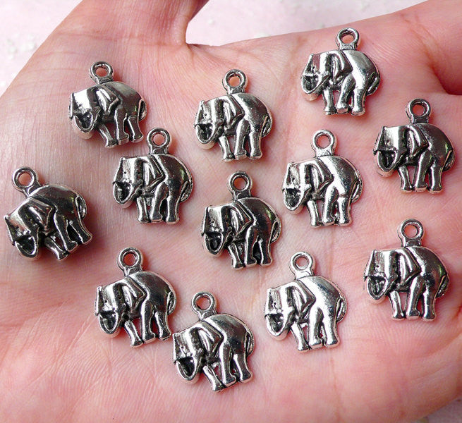 Small Elephant Charms Cute Animal Charm 12pcs 13mm x 16mm Tibet MiniatureSweet Kawaii Resin Crafts Decoden Cabochons Supplies Jewelry Making