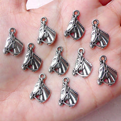 Horse Charms / Horse Racing Horse Riding Charm (10pcs / 12mm x 17mm / Tibetan Silver) Horse Club Jewelry Wine Glass Charm Favor Charm CHM944