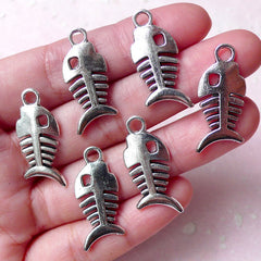 CLEARANCE Fish Bone Charms (6pcs / 12m x 27mm / Tibetan Silver / 2 Sided) Cat Animal Fish Skeleton Cute Charm Bracelet Earring Bookmark Charm CHM961