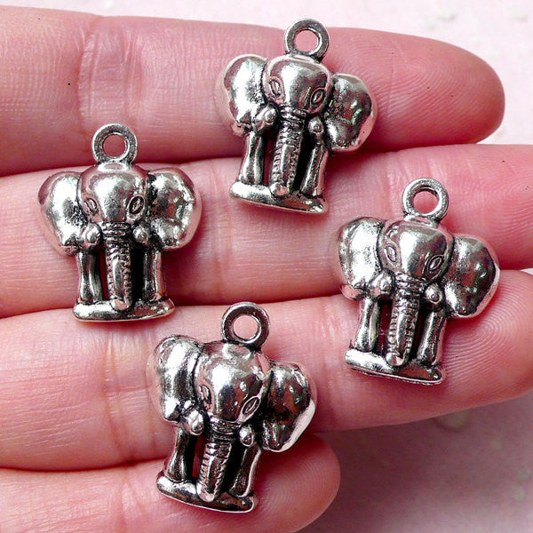 Exotic Animal Charm / Elephant Charms (4pcs / 17mm x 20mm / Tibetan Silver) Thai Jewelry Wine Glass Charm Bookmark Keyring Charm CHM963