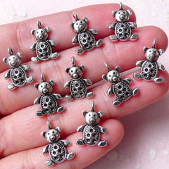 Little Bear Toy Charms (10pcs / 10m x 15mm / Tibetan Silver) Cute Animal Doll Charm Bracelet Earring Pendant Necklace Add on Charm CHM971