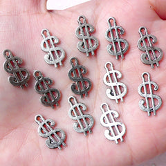 Dollar Sign Charms / American Dollar Charm (12pcs / 9mm x 17mm / Tibetan Silver) Money Currency Cash Wealth Bank Whimsical Kitsch CHM984