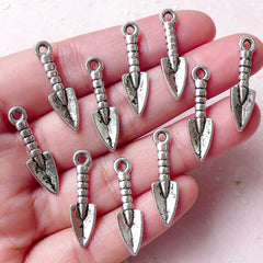 Garden Spade / Shovel Charms (10pcs / 7mm x 25mm / Tibetan Silver) Gardener Tool Trowel Necklace Bracelet Zipper Pull Keychain Charm CHM975