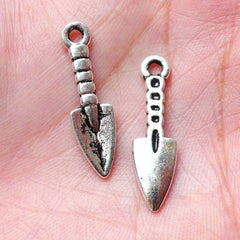 Garden Spade / Shovel Charms (10pcs / 7mm x 25mm / Tibetan Silver) Gardener Tool Trowel Necklace Bracelet Zipper Pull Keychain Charm CHM975