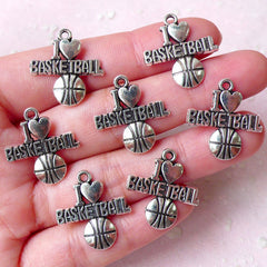 I Love Basketball Charms Sports Charm (7pcs / 20mm x 22mm / Tibetan Silver) Zipper Pull Bookmark Bag Keychain Charm Bracelet Pendant CHM1011