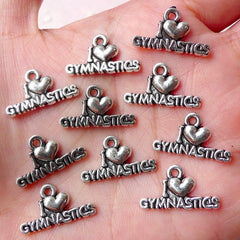 I Heart Gymnastics Charms Gym Charm (10pcs / 20mm x 11mm / Tibetan Silver) Bookmark Bag Keychain Zipper Pull Sports Bracelet Pendant CHM1012