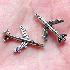 Aeroplane Charms / Airplane Charm (6pcs / 15mm x 23mm / Tibetan Silver / 2 Sided) Plane Flight Transportation Travel Charm Bracelet CHM999