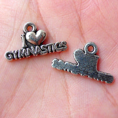 I Heart Gymnastics Charms Gym Charm (10pcs / 20mm x 11mm / Tibetan Silver) Bookmark Bag Keychain Zipper Pull Sports Bracelet Pendant CHM1012