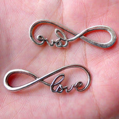 Love Infinity Charm Connector (5pcs / 39mm x 12mm / Tibetan Silver) Valentines Love Bracelet Infinity Pendant Necklace Symbol Charm CHM1023