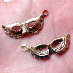 CLEARANCE Masquerade Mask Charms (3pcs / 31mm x 13mm / Rose Gold) Party Decoration Wine Glass Charm Favor Charm Bracelet Pendant Necklace CHM1032