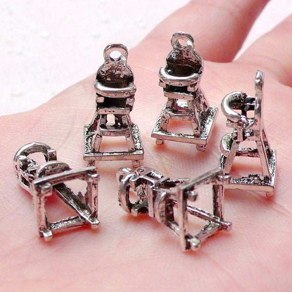 3D Baby High Chair Charms (5pcs / 9mm x 19mm / Tibetan Silver) Dollhouse Miniature Furniture New Baby New Mom Charm Baby Shower CHM1036
