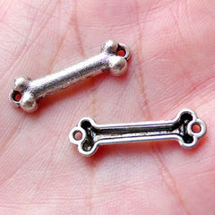 Dog Bone Charm Connector (12pcs / 23mm x 7mm / Tibetan Silver) Cute Bracelet Connector Pet Necklace Jewellery Kawaii Keychain Charm CHM1026