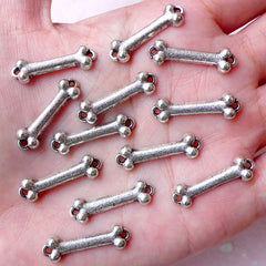 Dog Bone Charm Connector (12pcs / 23mm x 7mm / Tibetan Silver) Cute Bracelet Connector Pet Necklace Jewellery Kawaii Keychain Charm CHM1026