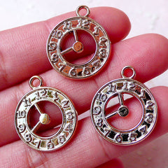 Gold Clock Charms (3pcs / 18mm x 21mm / Rose Gold / 2 Sided) Steampunk Jewellery Bracelet Pendant Necklace Earring Zipper Pull Charm CHM1045