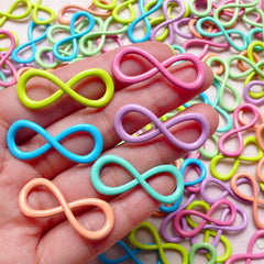 Colorful Infinity Charms (3pcs by RANDOM / 32mm x 13mm) Kawaii Infinity Bracelet Link Infinity Necklace Connector Symbol Pendant CHM1050