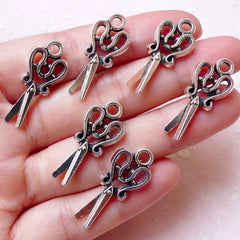 CLEARANCE Scissors Charms (6pcs / 12mm x 27mm / Tibetan Silver / 2 Sided) Sewing Charm Seamstress Tailor Hair Stylist Charm Bracelet Pendant CHM1060