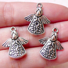 Christmas Angel Charms (3pcs / 16mm x 21mm / Tibetan Silver) Religious Jewelry Christian Bracelet Necklace Favor Charm Wine Charm CHM1065