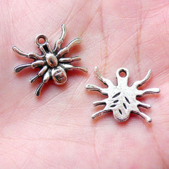 Spider Charms Halloween Charm (6pcs / 20mm x 14mm / Tibetan Silver) Insect Bracelet Spooky Jewelry Party Favor Charm Wine Charm CHM1066